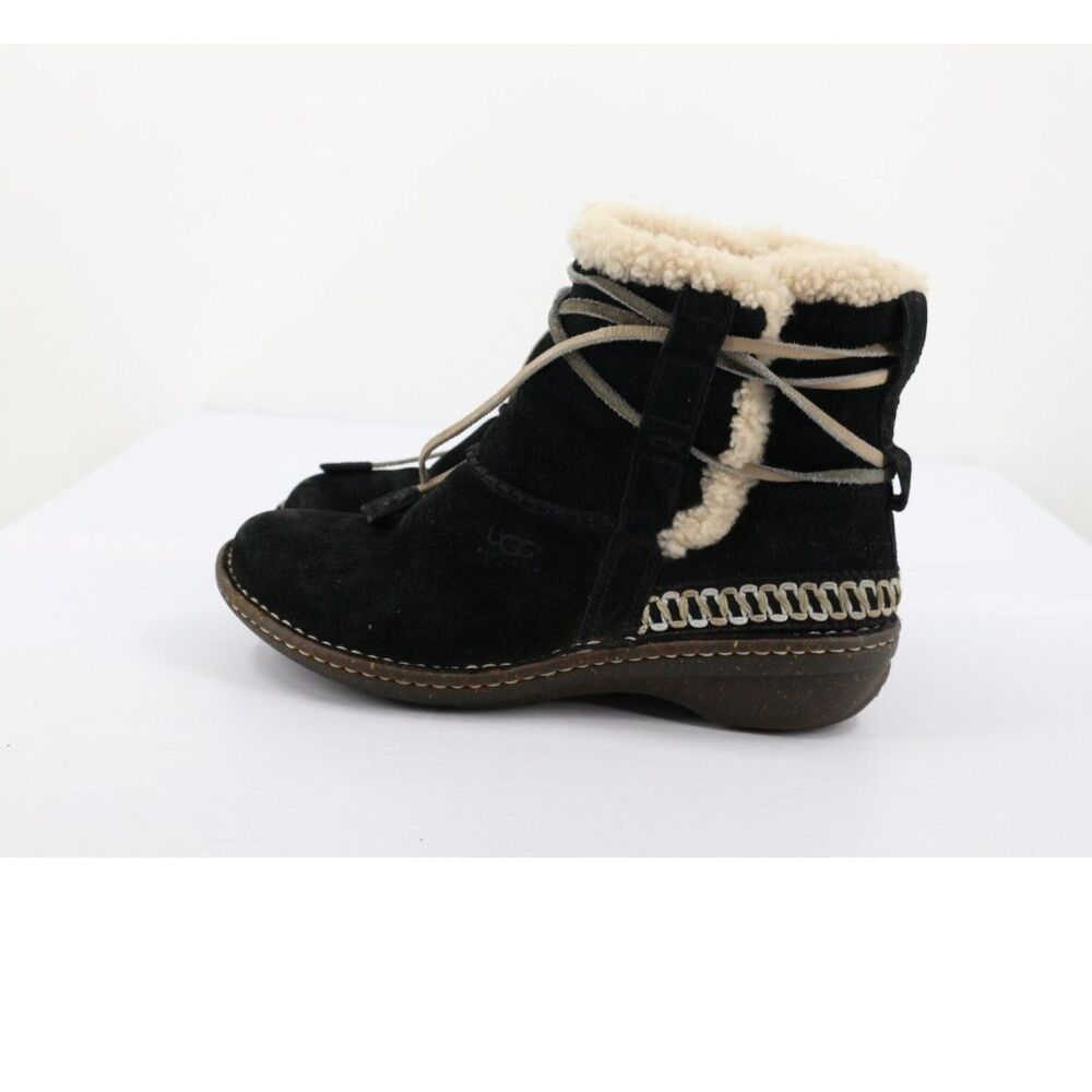 Ugg Australia Cove La Jolla Boots Size 9 Suede Black Shearling Lined